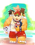 4_fingers absurd_res anthro bandanna beach bear beard body_hair bowser bracelet canid canine canis chest_hair clothed clothing collar domestic_dog eyewear facial_hair felid fingers fully_clothed glasses group hi_res jewelry kerchief koopa larger_anthro larger_male lates lifeguard male mammal mario_bros muscular muscular_anthro muscular_male nintendo palm_tree pantherine plant reptile scalie sea seaside shell size_difference smaller_anthro smaller_male spiked_bracelet spiked_collar spiked_shell spikes spikes_(anatomy) sunglasses tiger tree water wet wet_body wet_clothing wolf