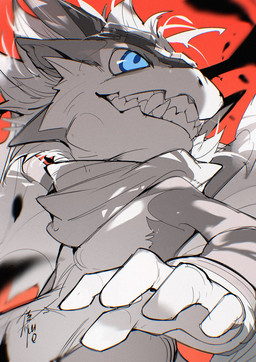 5_fingers anthro blue_eyes blue_pupils countershade_face countershade_fur countershade_torso countershading dark_body dark_fur eyewear eyewear_on_head fangs fingers fur goggles goggles_on_head grin gums light_body light_fur looking_aside male pupils red_background ringed_iris scarf simple_background smile solo teeth white_sclera wings chiayeeee mammal unknown_species 2025 digital_drawing_(artwork) digital_media_(artwork) half-length_portrait hi_res portrait signature