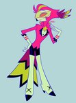 anthro beak blue_background boots clothed clothing eyewear footwear glasses gloves handwear high_heeled_boots high_heels legwear male multicolored_tail multicolored_tail_feathers prince royalty shoes simple_background solo tail thigh_boots thigh_highs enaic31 helluva_boss vassago_(helluva_boss) avian bird bird_demon demon macaw neotropical_parrot parrot true_parrot absurd_res hi_res