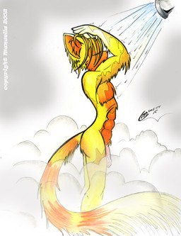 abs anthro athletic athletic_anthro athletic_male bathing biped flaccid fur genitals glans humanoid_genitalia humanoid_penis male male_anthro nude penis shower showering solo wet wet_body wet_fur sonitweek