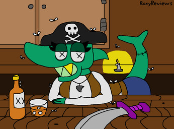 alcohol anthro beverage breasts cabinet candle clothing container cup dead_eyes eye_bags eyelashes female feral fire flies_for_smell flirting flirting_with_viewer glass gold_(metal) gold_tooth ice leaning leaning_forward melee_weapon pirate pirate_hat pirate_outfit rum scimitar shark_tooth shark_tooth_necklace skull_and_crossbones skull_symbol smile solo stitch_(sewing) sword topwear vest weapon wood roxyreviews captain_shortfin aquatic arthropod fish fly_(animal) insect mackerel_shark mako_shark shark shortfin_mako_shark undead white_shark zombie
