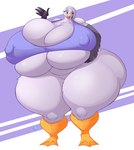 anthro beak big_breasts big_butt breasts butt eyebrows eyelashes female huge_breasts huge_butt hyper hyper_breasts nipple_outline open_mouth solo standing jaeh balto_(series) universal_studios stella_(balto) anatid anseriform anserinae avian bird goose snow_goose 2021 absurd_res hi_res