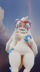 anthro eyewear female genitals glasses looking_at_viewer low-angle_view low_poly nude pussy solo dragon_cum_studios atlyss angela_flux kubold_(atlyss) 3d_(artwork) digital_media_(artwork) hi_res