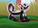 aura balloon_animal feral inanimate_transformation inflatable outside solo transformation what kitsunekit firr animate_inanimate living_inflatable mammal mephitid skunk 4:3