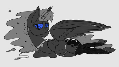 aroused back_wings blue_eyes blush blushing_profusely body_hair clothing clothing_pull cutie_mark eyelashes feathered_wings feathers female feral fishnet_stockings flowing_hair flowing_mane fur hair horn long_hair looking_at_viewer lying mane monochrome_body moon_symbol on_back open_mouth pose princess royalty simple_background solo straps translucent underwear underwear_pull white_background wings moonlight_kylin friendship_is_magic hasbro my_little_pony mythology princess_luna_(mlp) equid equine horse mammal mythological_creature mythological_equine pony winged_unicorn 16:9 2026 4k absurd_res full-length_portrait hi_res monochrome pinup portrait sketch widescreen