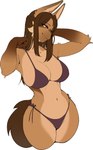 anthro arm_tuft arms_bent bikini biped breasts brown_body brown_fur brown_hair brown_tail camel_toe cheek_tuft clothed clothed_anthro clothed_female clothing collarbone elbow_tuft eyebrow_through_hair eyebrows eyelashes eyelashes_through_hair facial_tuft female female_anthro fluffy fluffy_tail full_cleavage fur hair hip_tuft kemono long_hair navel red_eyes side-tie_bikini side-tie_swimwear simple_background solo standing string_bikini swimwear tail three-quarter_view translucent translucent_hair tuft two-piece_swimsuit white_background kambo lenka_(janjin192) canid mammal 2024 absurd_res digital_media_(artwork) english_description flat_colors hi_res portrait three-quarter_portrait