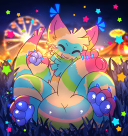 anthro balls bent_legs big_balls big_penis blue_body blue_fur blush eyes_closed facial_tuft femboy foreskin fur genital_focus genitals green_body green_fur hand_on_penis happy huge_balls huge_penis hyper hyper_balls hyper_genitalia hyper_penis looking_at_genitalia looking_at_penis male markings multicolored_body multicolored_fur multicolored_penis nude nude_anthro nude_male orange_body orange_fur pawpads paws penis penis_focus pinata pink_body pink_fur presenting presenting_penis purple_pawpads sitting smile solo striped_body striped_fur striped_markings striped_tail stripes tail tail_markings tan_body tan_fur tuft whiskers zaaru animate_inanimate domestic_ferret living_pinata mammal mustelid musteline true_musteline weasel hi_res