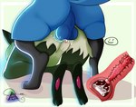 animal_genitalia animal_penis anus balls blue_hair bodily_fluids bottomless canid canine_genitalia canine_penis cervical_penetration clothed clothing cum cum_in_pussy cum_in_uterus cum_inside ejaculation feet felid feline female generation_4_pokemon generation_9_pokemon genital_fluids genitals green_hair hair hi_res internal internal_vaginal jowogenfl knot lucario male male/female mammal meowscarada nintendo penetration penile penile_penetration penis penis_in_pussy pokemon pokemon_(species) pussy sex uterus vaginal vaginal_penetration