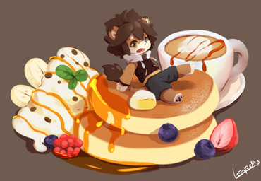 anthro beverage black_bottomwear black_clothing black_shorts blueberry_(fruit) bottomwear brown_background brown_body brown_fur brown_hair butter clothed clothing coffee dairy_products dessert food fruit fur hair heterochromia hoodie latte_art looking_at_viewer male mane multicolored_body multicolored_fur open_mouth pancake pawpads paws plant shorts simple_background smile solo strawberry syrup tail topwear two_tone_body two_tone_fur young young_anthro young_male leoneal's_workshop leoneal felid lion mammal pantherine 2021 colored digital_drawing_(artwork) digital_media_(artwork) shaded signature