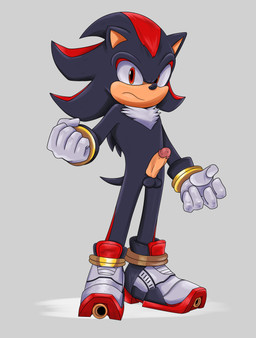 anthro balls black_body black_nose clothing erection fist footwear frown genitals gloves handwear humanoid_genitalia humanoid_penis looking_at_viewer male penis red_body red_eyes shoes solo standing silentmist sega sonic_the_hedgehog_(series) shadow_the_hedgehog eulipotyphlan hedgehog mammal 2024 absurd_res digital_drawing_(artwork) digital_media_(artwork) hi_res