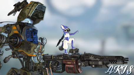 ambiguous_gender cockpit duo green_body gun machine mecha ranged_weapon rifle size_difference standing_on_weapon weapon akis_proto electronic_arts respawn_entertainment titanfall akis_(akis_proto) protogen titan_(titanfall) 16:9 3d_(artwork) digital_media_(artwork) hi_res source_filmmaker_(artwork) widescreen