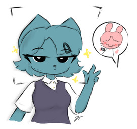 adolescent blue_body clothing female husband_and_wife married_couple multiple_poses pose shirt taking_photos topwear wife young jiangter cartoon_network the_amazing_world_of_gumball nicole_watterson richard_watterson domestic_cat felid feline felis mammal