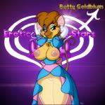 anthro betty_goldblum big_breasts breasts clothing digital_media_(artwork) ear_piercing erotic_toon_all-stars_xxx exposed_breasts female genitals mammal mouse murid murine nipples piercing pinup pleasure_bon_bon pose pussy rodent smile solo toddrogue69 translucent translucent_clothing