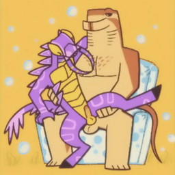 anal anthro balls black_eyes body_pattern brown_body bubble countershading duo furniture genitals gills lifting_partner looking_at_another looking_at_partner male male/male male_penetrated male_penetrating mandibles pecs penetration penis pink_body purple_body sex simple_background sofa tail yellow_eyes vickydanne alfred_(steelballpython) steel_ball_python anomalocarid anomalocaris aquatic arthropod fish humanoid manta_ray prehistoric_species ray_(fish) 1:1 animated