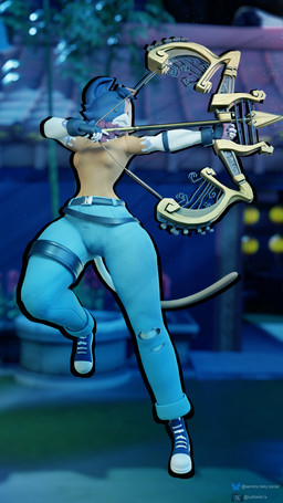 anthro athletic athletic_anthro athletic_female bottomwear bow_(weapon) clothed clothed_anthro clothed_female clothing denim denim_bottomwear denim_clothing female jeans night pants ranged_weapon solo weapon samtrix seriuswolf_(modeler) epic_games fortnite fortnite:_battle_royale cate_meowdy felid feline mammal 3d_(artwork) 4k 9:16 absurd_res digital_media_(artwork) hi_res