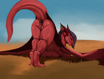 anus ass_up big_anus black_anus black_body black_fur black_mane black_vulva butt claws digitigrade female female_feral feral fur genitals horn looking_at_viewer mane membrane_(anatomy) membranous_wings presenting presenting_anus presenting_vulva pubic_mound quadruped raised_tail rear_focus rear_view red_body red_claws red_eyes red_horn red_scales scales solo tail tail_anus thick_tail vulva wings y_anus ishiru european_mythology mythology apple_dragon dragon mythological_creature mythological_scalie scalie western_dragon hi_res