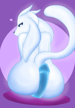 anthro between_buttocks blue_penis duo genitals glowing long_ears male male/male penis teasing white_body tulipfox21 microsoft ori_(series) xbox_game_studios ori_(ori) guardian_spirit hi_res