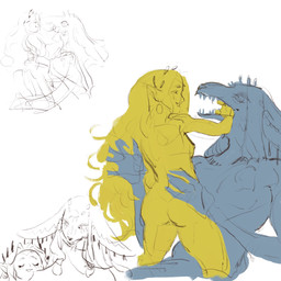 anthro bite butt ear_piercing ear_ring female husband_and_wife looking_at_another looking_at_partner male male/female married married_couple nude nude_anthro nude_female nude_male oral_fixation piercing playful ring_piercing romantic romantic_couple simple_background teeth nintendo tears_of_the_kingdom the_legend_of_zelda rauru_(tears_of_the_kingdom) sonia_(tloz) hylian mammal zonai 1:1 hi_res sketch