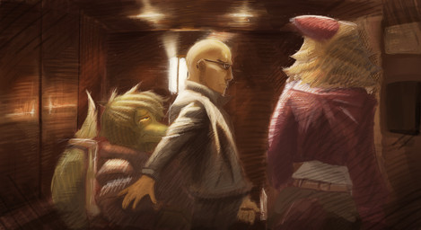 angry anthro bald blonde_hair bodily_fluids bone_frill bottomwear bully clothed clothed_anthro clothed_female clothed_human clothed_male clothing crying eyewear female frill_(anatomy) frown furgonomic_bottomwear furgonomics green_body green_hair group hair holding_object inside jacket long_hair looking_at_another male male/female pants protecting protective sad shirt side_view sitting sunglasses tail tears topwear trio vehicle wheelchair eddodoodle cavemanon_studios drive_(movie) i_wani_hug_that_gator inco_(iwhtg) mia_moretti olivia_halford baryonyx dinosaur hadrosaurid human mammal ornithischian ornithopod parasaurolophus prehistoric_species reptile saurischian scalie spinosaurid theropod absurd_res colored digital_media_(artwork) digital_painting_(artwork) hi_res painting_(artwork) shaded