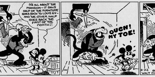 4_fingers anthro axe bottomwear cigarette clothed clothing dialogue duo fingers footwear gloves group handwear hat headgear headwear inside male open_mouth pain pants shoes surprised text trio walt_disney_(artist) win_smith disney public_domain mickey_mouse pegleg_pete pete_(disney) domestic_cat felid feline felis mammal mouse murid murine rodent 1930 20th_century absurd_res ancient_art black_and_white comic english_text hi_res monochrome signature