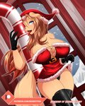 anthro breasts candy candy_cane christmas_clothing christmas_headwear cleavage clothed clothing dessert female food hair hat headgear headwear holidays licking markings mole_(marking) santa_hat snow solo tongue tongue_out window sagestrike2 christmas sapphire_(sagestrike2) bird_dog canid canine canis domestic_dog golden_retriever hunting_dog mammal retriever