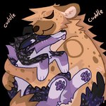 ambiguous_gender anthro cuddling duo feral fur hug purple_body purple_fur smile telegram_sticker guncht canid canine hyena mammal 1:1 alpha_channel