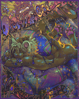 accessory adolescent anthro ass_up blonde_hair butt censored_genitalia claws femboy fur glistening glistening_body glowing glowing_eyes green_eyes hair jewelry jewelry_only looking_at_viewer lying male nipples nude on_front orange_body pawpads slim slim_anthro slim_male small_waist smile smiling_at_viewer solo tail thin_thighs tired tired_eyes young young_anthro young_male moonshen felid mammal pantherine censored hi_res