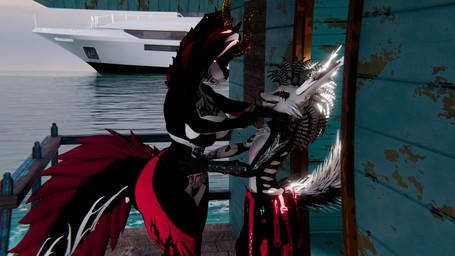 anthro duo female male male/female pokrik alberarts_(modeler) mythology kiraraoor pokrik_(pokrik_hellhound) canid canid_demon canine canis demon domestic_dog hellhound hyena hyenid_(species) mammal mythological_canine mythological_creature rexouium wolf 16:9 3d_(artwork) absurd_res digital_media_(artwork) hi_res widescreen