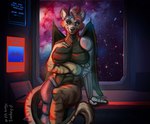 alternative_fashion anthro attitude chrome cosmic_background cybernetics cyberpunk detailed_background dramatic_lighting female fur hair heterochromia looking_at_viewer machine multi_limb nude playing_music prosthetic prosthetic_limb punk red_hair science_fiction sitting solo spacecraft star stripes tail vehicle wings timhey-fl mythology straskeln dragon hybrid hyena mammal mythological_creature mythological_scalie scalie digital_media_(artwork) hi_res