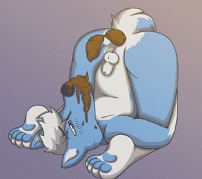 anthro balls blue_background blue_body blue_eyes blue_fur blue_pawpads butt eating_feces enjoying_feces eye_roll eyebrows feces feces_in_mouth feces_on_face flexible fur genitals gloves_(marking) gradient_background hair inner_ear_fluff male male_pooping markings narrowed_eyes nude_anthro nude_male pawpads penis pooping pooping_on_self raised_eyebrows scatplay simple_background small_penis solo tail tuft white_body white_fur white_hair white_inner_ear_fluff scaty canid canine canis domestic_dog husky mammal nordic_sled_dog spitz