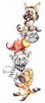 ambiguous_gender anthro balancing chibi group spots stripes tower cayleth aardwolf brown_hyena hyena mammal spotted_hyena striped_hyena colored_pencil_(artwork) traditional_media_(artwork)