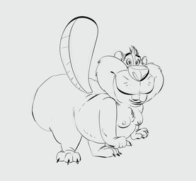 3_toes 4_fingers anthro beaver_tail bent_over breasts buckteeth claws feet female finger_claws fingers fur hindpaw humanoid_hands nipples nude nude_anthro nude_female overweight overweight_anthro overweight_female paws raised_tail smile solo standing tail teeth toe_claws toes jodero disney zootopia nibbles_maplestick beaver mammal rodent hi_res