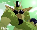 anthro armor biceps black_clothing black_speedo black_swimwear blueberry's_race clothing crimenes dragon_ball dragon_ball_z fan_character green_body green_skin hi_res male moka_(fan_character) muscular muscular_anthro muscular_male reptile scalie solo speedo swimwear uniform