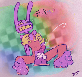 3_toes anthro balls big_balls bodily_fluids censored_speech censored_text cum cumshot disembodied_hand duo ejaculation feet genital_fluids genitals grawlixes handjob male orgasm_face penile sex shaking text toes trembling gaygoat glitch_productions the_amazing_digital_circus jax_(tadc) lagomorph leporid mammal rabbit colored digital_drawing_(artwork) digital_media_(artwork) hi_res