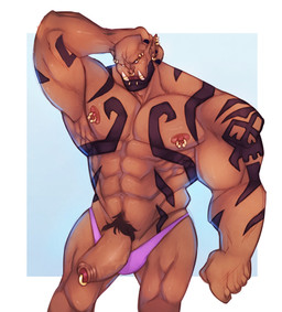 abs biceps genital_piercing genitals humanoid_pointy_ears male muscular muscular_humanoid muscular_male nipple_piercing nipples pecs penis penis_piercing piercing pointy_ears solo tattoo vein veiny_penis leelikessmut blizzard_entertainment warcraft garrosh_hellscream humanoid orc hi_res