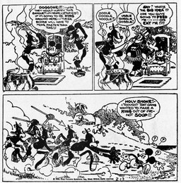 5_toes anthro beach bodily_fluids bone bottomwear bracelet clothed clothing dialogue ear_piercing ear_ring facial_piercing feet fingers flying_sweatdrops footwear gloves group hair handwear hat headgear headwear jewelry knife loincloth male melee_weapon nose_piercing nose_ring open_mouth outside pants piercing plant polearm question_mark racism ring_piercing septum_piercing septum_ring shoes spear speech_bubble sweat sweatdrop tail teeth text toes tongue top_hat water weapon ub_iwerks walt_disney_(artist) win_smith disney public_domain mickey_mouse mammal mouse murid murine rodent 1930 20th_century absurd_res ancient_art black_and_white comic english_text hi_res monochrome