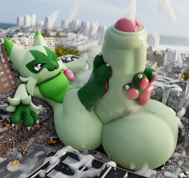 anthro autofootjob balls big_balls big_penis bodily_fluids building city_destruction claws cum destruction ejaculation excessive_cum excessive_genital_fluids feet finger_claws foot_fetish foot_play foreskin fur genital_fluids genitals green_body green_fur huge_balls huge_penis hyper hyper_balls hyper_genitalia hyper_penis macro male masturbation one_eye_closed orgasm partially_retracted_foreskin penile penile_masturbation penis solo tooeks nintendo pokemon floragato generation_9_pokemon pokemon_(species) 2023 3d_(artwork) absurd_res digital_media_(artwork) hi_res