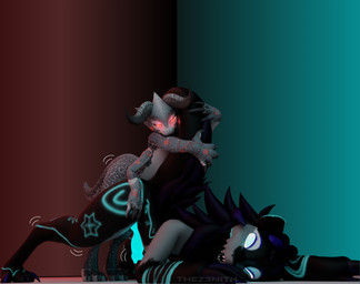 anal anal_penetration anthro balls claws duo erection fur genitals hair male male/male male_penetrated male_penetrating nude open_mouth penetration penis sex smile tail text tongue thez3nith clover_(clover_claw) kobold reptile scalie wickerbeast 3d_(artwork) blender_(artwork) digital_media_(artwork) english_text hi_res widescreen