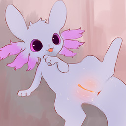 anus blep blush bodily_fluids body_blush female feral genitals humanoid_genitalia humanoid_genitalia_on_feral humanoid_vulva humanoid_vulva_on_feral raised_arm raised_leg simple_background solo tongue tongue_out vulva vulva_blush snoiifoxxo rain_world videocult rivulet_(rain_world) slugcat 1:1