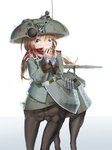 bag baked_potato blue_eyes brown_hair clothed clothing eating eating_food female food hair hat head_cannon headgear headwear holding_food holding_object legwear markings mecha_musume military_uniform missile obiekt_279_(tank) open_mouth plant potato scarf shell_(projectile) shirt simple_background solo stockings tank topwear undershirt uniform vegetable vehicle white_background woyubobosha european_mythology greek_mythology mythology centaur equid equid_taur humanoid_taur mammal mammal_taur taur 3:4 hi_res