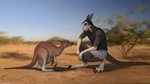 anthro claws duo feet feral hair male outback tail toes totesfleisch8 chris_(totesfleisch8) kangaroo macropod mammal marsupial absurd_res hi_res mother_(lore) mother_and_child_(lore) parent_(lore) parent_and_child_(lore)