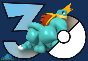 anthro balls big_balls big_butt blue_body blue_skin butt claws feet furrowed_eyebrows genitals huge_butt kneeling looking_back male muscular muscular_male shell simple_background solo tail tan_body tan_skin toe_claws transparent_background albalbalb nintendo pokemon pokemon_30_years drednaw generation_8_pokemon pokemon_(species) 2026 3d_(artwork) alpha_channel digital_media_(artwork) watermark