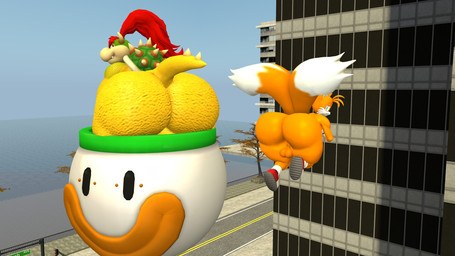 2_tails anthro balls big_butt blue_eyes butt cheek_tuft city clothing day dipstick_tail duo facial_tuft femboy flying footwear fur genitals green_body green_scales green_shell hair head_tuft horn huge_butt koopa_clown_car long_hair looking_at_viewer looking_back looking_back_at_viewer male markings midair multi_tail narrowed_eyes nude nude_anthro nude_male orange_body orange_fur plant red_eyes red_hair road scales shell shoes sky slightly_chubby slightly_chubby_anthro slightly_chubby_male smile spiked_shell spiked_tail spikes spikes_(anatomy) tail tail_markings tan_body tan_scales teasing teasing_with_butt thick_thighs tree tuft water white_body white_fur yellow_body yellow_scales kanebrentkoopa mario_bros nintendo sega sonic_the_hedgehog_(series) bowser_jr. miles_prower canid canine fox koopa mammal scalie 16:9 3d_(artwork) digital_media_(artwork) hi_res source_filmmaker_(artwork) widescreen