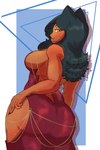 2:3 alexander_clambel anthro big_butt breasts butt carmilla_cerna clothing domestic_cat dress felid feline felis female hollow_hip_backless_chain_dress mammal side_boob side_view solo thick_thighs