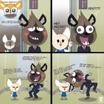 1:1 aggretsuko antelope anthro blush bottomwear bovid breasts canid canine clothed clothing comic dialogue english_text female fennec_fox fenneko fox gazelle genitals haida_(aggretsuko) hi_res hyena larger_male looking_at_genitalia looking_at_penis male mammal pandzart penis sanrio size_difference skirt smaller_female spotted_hyena t-pose text thomson's_gazelle true_antelope true_fox tsunoda_(aggretsuko)