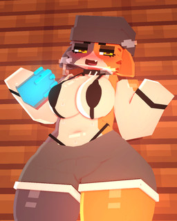 anthro big_breasts bikini black_bikini black_bra black_clothing black_panties black_swimwear black_underwear blush blush_lines bodily_fluids bottomwear bra breasts clothed clothing container cup curvy_figure female fur genitals glass glass_container glass_cup looking_at_viewer nipple_piercing nipples open_mouth panties piercing shorts simple_background solo string string_bikini string_panties sweat sweaty_body sweaty_breasts swimwear thick_thighs two-piece_swimsuit underwear wide_hips yellow_eyes coresvoid epic_games fortnite microsoft minecraft mojang xbox_game_studios meow_skulls domestic_cat felid feline felis mammal 2025 3d_(artwork) 4:5 digital_media_(artwork) hi_res mine-imator_(artwork)