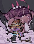 ambiguous_gender anthro bodily_fluids cauldron close-up detailed_mouth dripping drooling duo flauschi_(gravitysinning) gravitysinning herbs hi_res magnus_(gravitysinning) mammal murid murine open_mouth rat reptile rodent sad saliva saliva_drip saliva_on_tongue scalie smoke vore