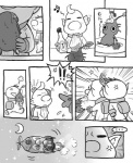 group male plant side nintendo pikmin louie_(pikmin) olimar elemental_creature flora_fauna hocotatian humanoid pikmin_(species) purple_pikmin comic digital_drawing_(artwork) digital_media_(artwork) greyscale low_res monochrome