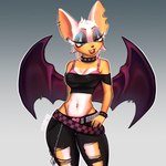 alternative_fashion anthro clothed clothing ear_piercing emo female goth looking_at_viewer piercing smile solo topwear wings tt3trop4ck sega sonic_the_hedgehog_(series) rouge_the_bat bat mammal 1:1
