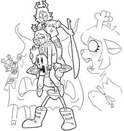 anthro antlers bone boots bottomwear clothing denim denim_bottomwear denim_clothing eyelashes facial_hair female footwear freckles group holding_antlers holding_melee_weapon holding_note_pad holding_object holding_sword holding_weapon horn jeans looking_aside looking_at_another male melee_weapon mustache on_top_of_another pants reveal shocked shoes simple_background skeleton suit sword weapon white_background wide_eyed kaprettino deltarune undertale undertale_(series) carol_holiday december_holiday noelle_holiday papyrus_(undertale) rudolph_holiday shadow_mantle_(deltarune) susie_(deltarune) animate_inanimate animated_skeleton boss_monster_(undertale) deer humanoid mammal new_world_deer scalie undead hi_res monochrome
